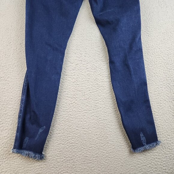 KanCan Jeans Womens 27 Blue Ankle Skinny Ripped Hem Stretch Button Fly Denim - Picture 13 of 14